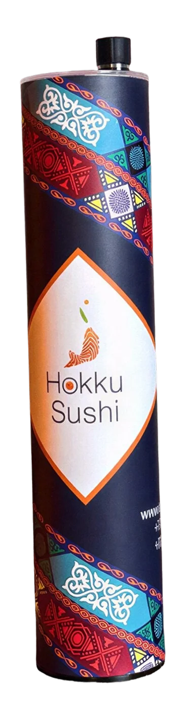 Уникальная упаковка тубус от Hokku Sushi сохраняющая свежесть рыбы